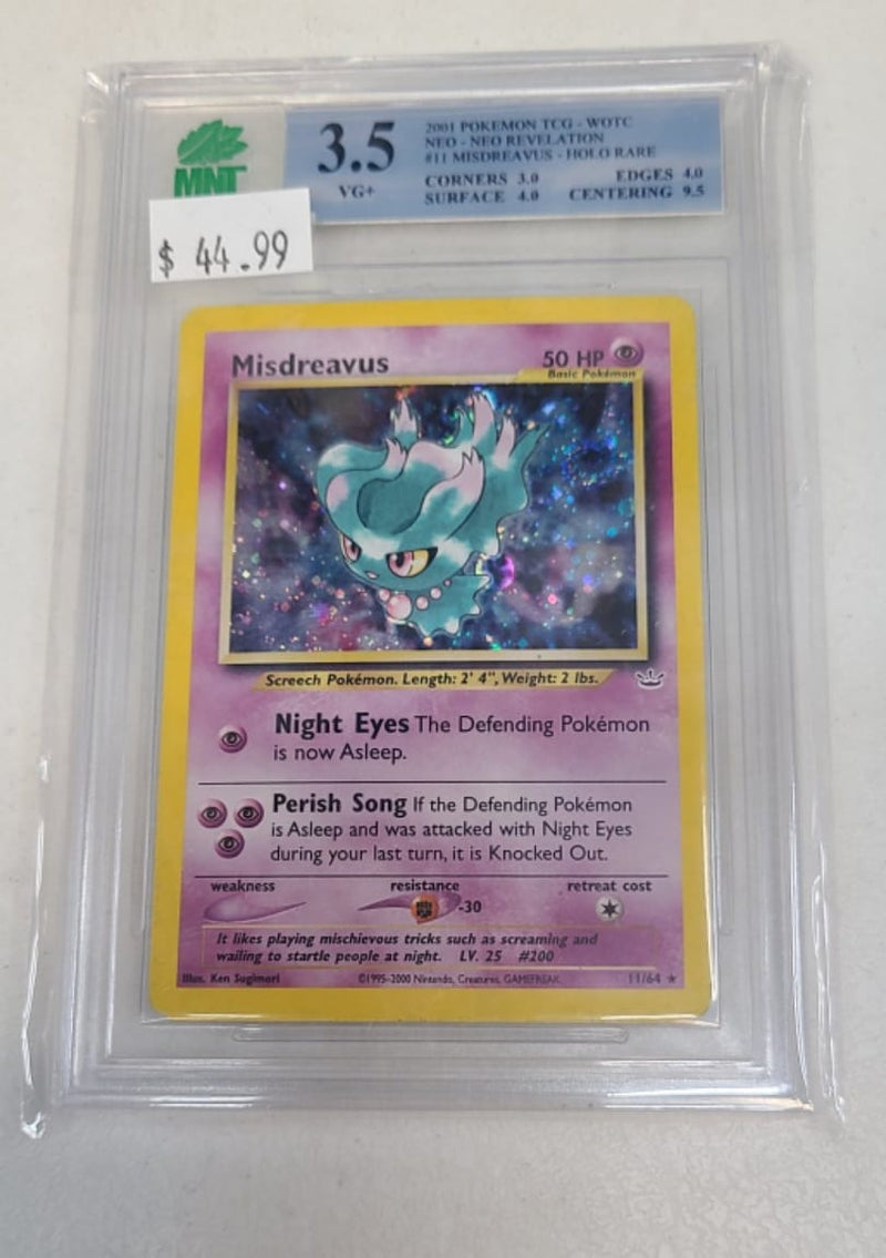 MNT - 3.5 - Misdreavus - Holo Rare - Pokemon TCG WOTC Neo Series Neo Revelation - Destination Retro