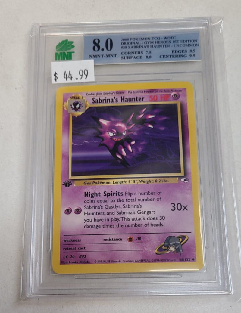 MNT - 8.0 - Sabrina's Haunter - Uncommon - Pokemon TCG WOTC Original Series Gym Heroes 1st Edition - Destination Retro