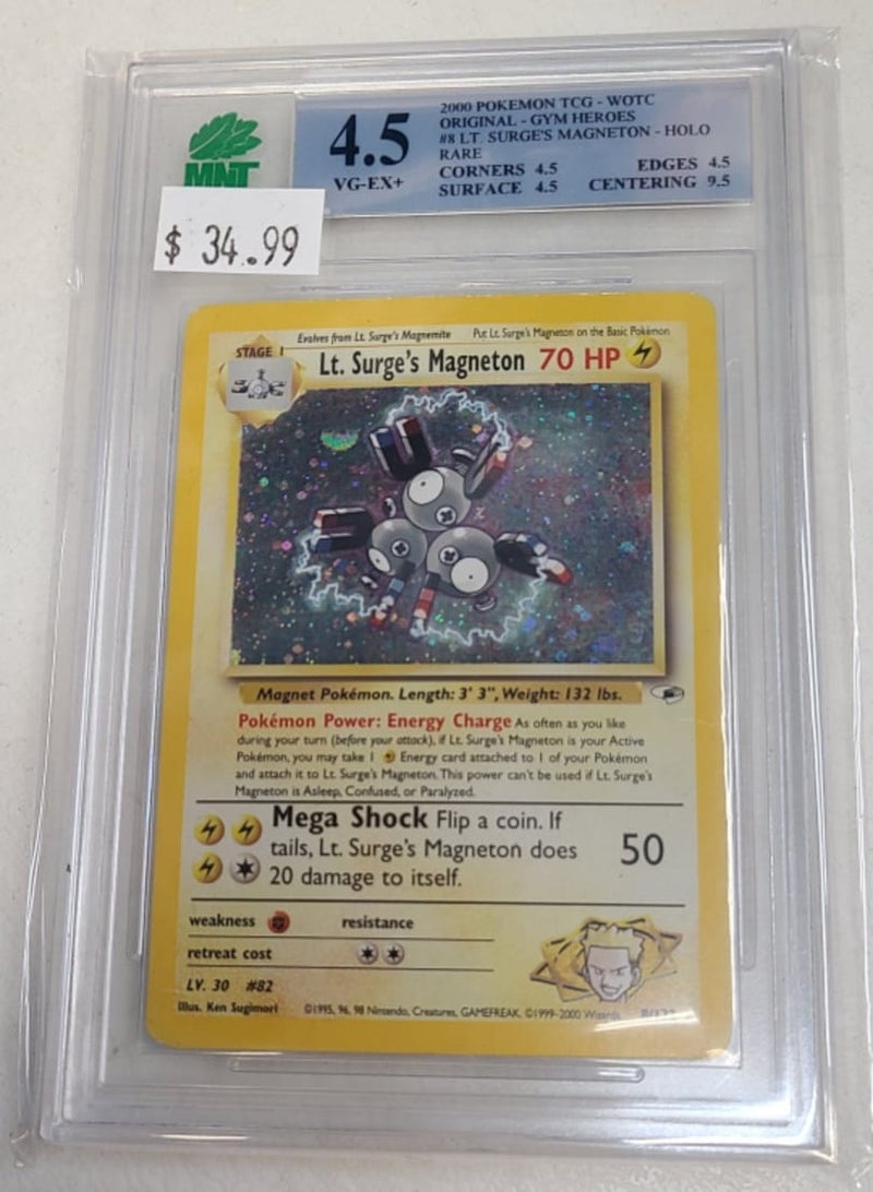MNT - 4.5 - Lt. Surges Magneton - Holo Rare - Pokemon TCG WOTC Original Series Gym Heroes - Destination Retro