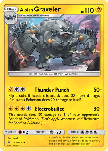 Alolan Graveler (41/145) [Sun & Moon: Guardians Rising] - Destination Retro