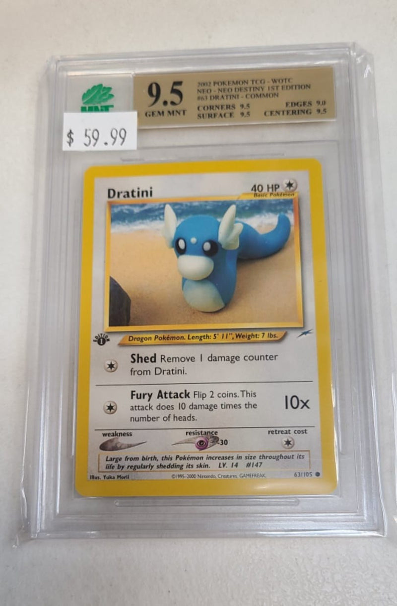 MNT - 9.5 -  Dratini - Common  - Pokemon TCG Neo Series Neo Destiny 1st Edition - Destination Retro