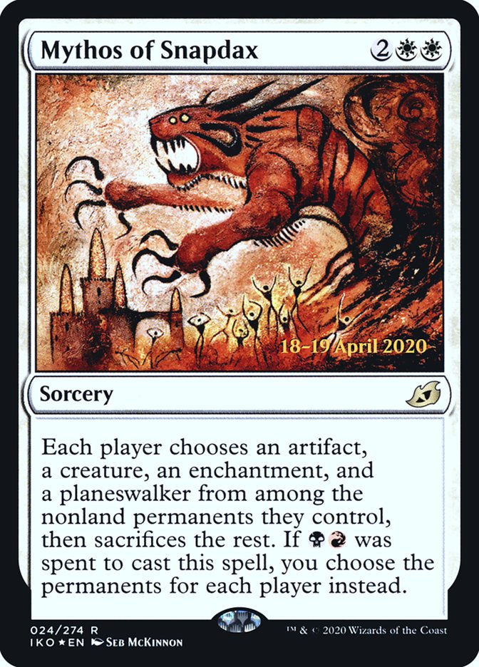 Mythos of Snapdax  [Ikoria: Lair of Behemoths Prerelease Promos] - Destination Retro