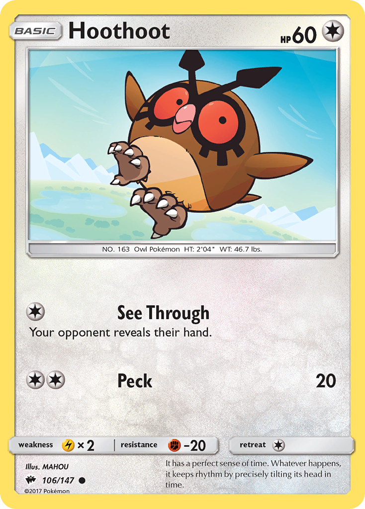 Hoothoot (106/147) [Sun & Moon: Burning Shadows] - Destination Retro