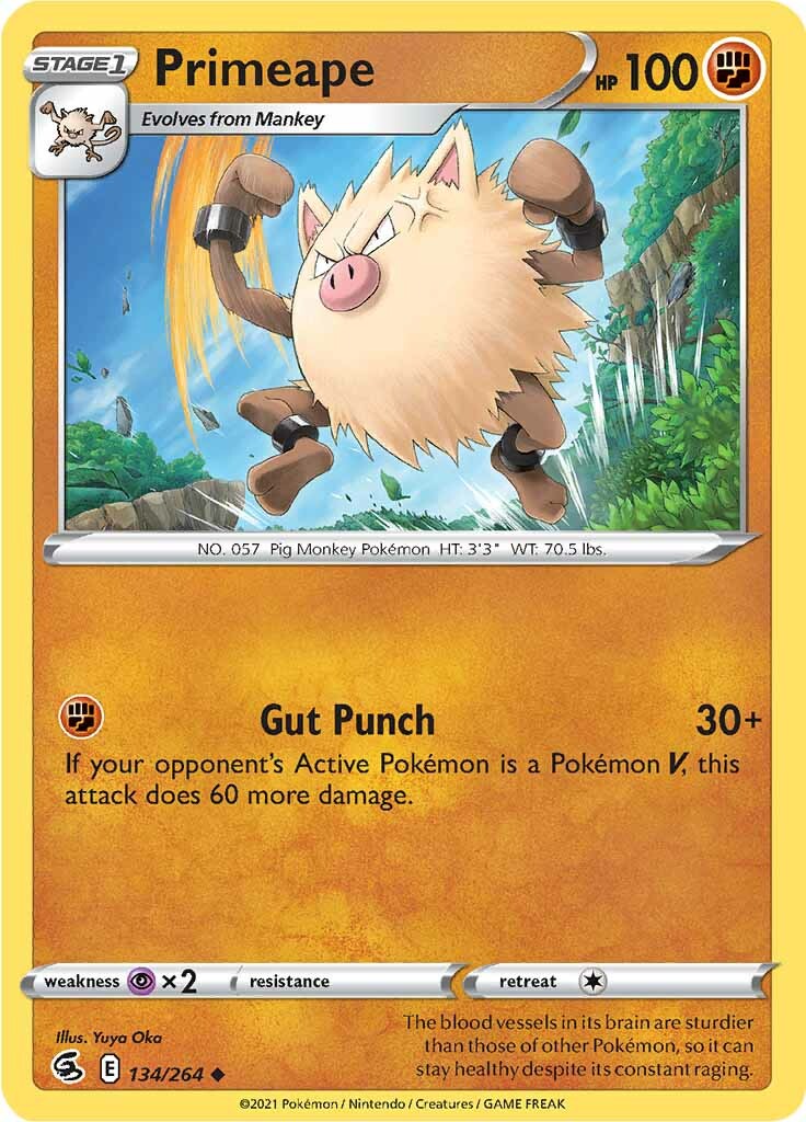 Primeape (134/264) [Sword & Shield: Fusion Strike] - Destination Retro