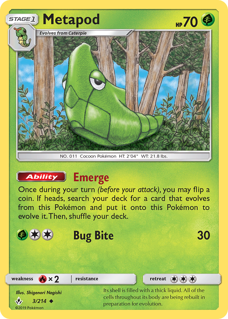 Metapod (3/214) [Sun & Moon: Unbroken Bonds] - Destination Retro