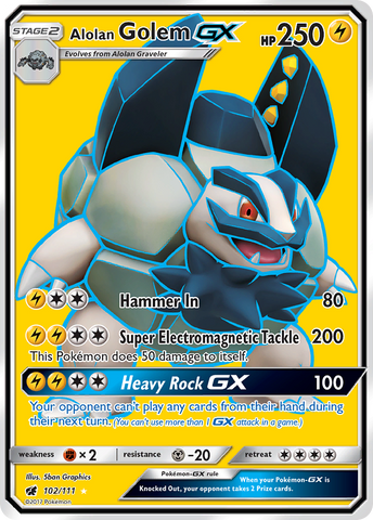 Alolan Golem GX (102/111) [Sun & Moon: Crimson Invasion] - Destination Retro