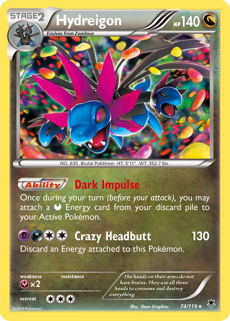 Hydreigon (74/119) (Cosmos Holo) (Blister Exclusive) [XY: Phantom Forces] - Destination Retro