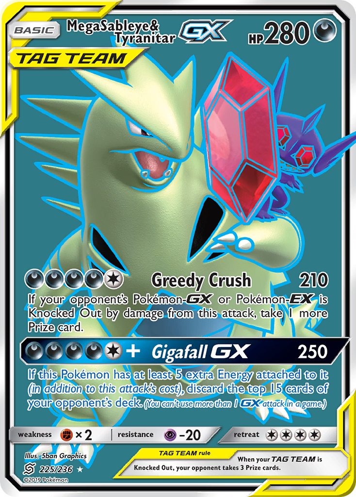 Mega Sableye & Tyranitar GX (225/236) [Sun & Moon: Unified Minds] - Destination Retro