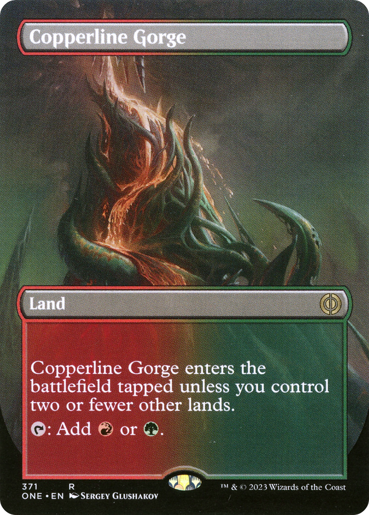 Copperline Gorge (Borderless Alternate Art) [Phyrexia: All Will Be One] - Destination Retro