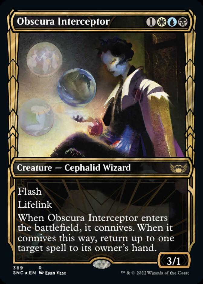 Obscura Interceptor (Showcase Golden Age Gilded Foil) [Streets of New Capenna] - Destination Retro