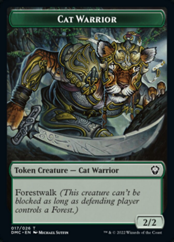 Saproling // Cat Warrior Double-sided Token [Dominaria United Tokens] - Destination Retro