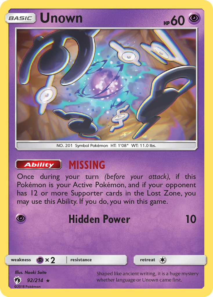 Unown (92/214) [Sun & Moon: Lost Thunder] - Destination Retro