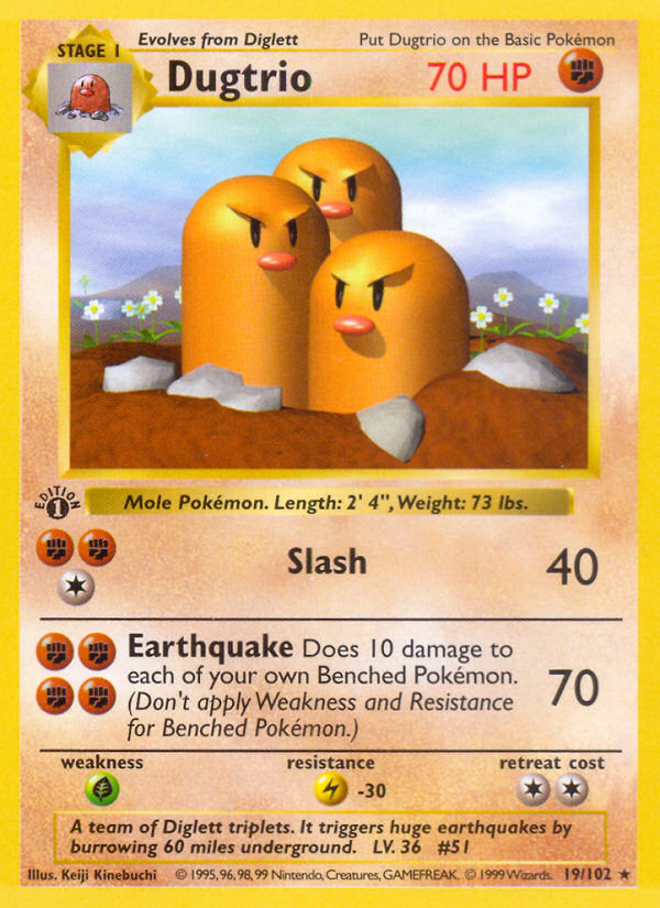 Dugtrio (19/102) [Base Set 1st Edition] - Destination Retro