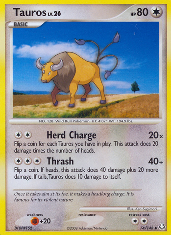 Tauros (74/146) [Diamond & Pearl: Legends Awakened] - Destination Retro