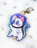 NightK - Space Kitty -  White - Holographic Acrylic Keychain - Destination Retro