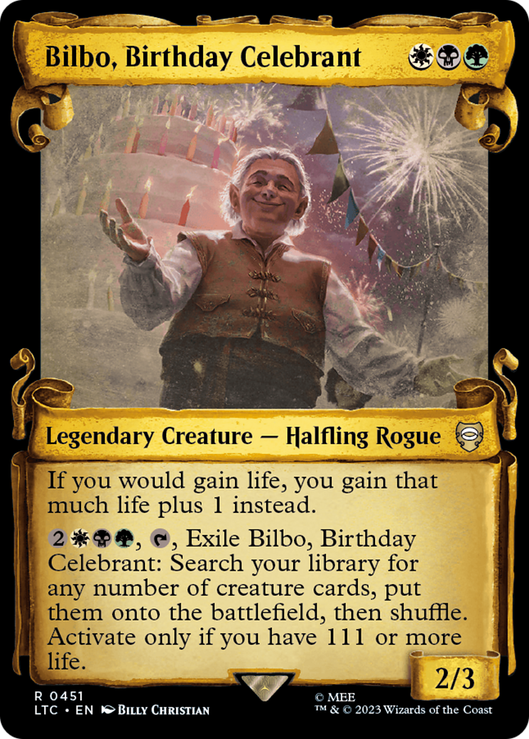 Bilbo, Birthday Celebrant [The Lord of the Rings: Tales of Middle-Earth Commander Showcase Scrolls] - Destination Retro