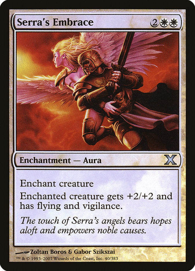 Serra's Embrace (Premium Foil) [Tenth Edition] - Destination Retro