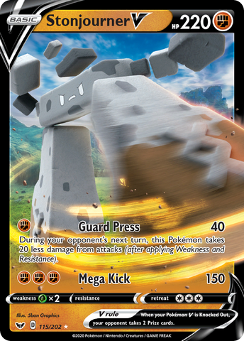 Stonjourner V (115/202) [Sword & Shield: Base Set] - Destination Retro