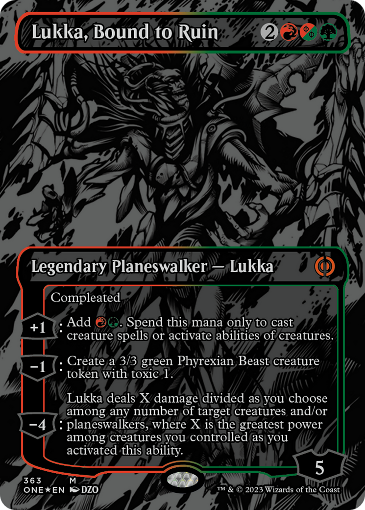 Lukka, Bound to Ruin (Oil Slick Raised Foil) [Phyrexia: All Will Be One] - Destination Retro