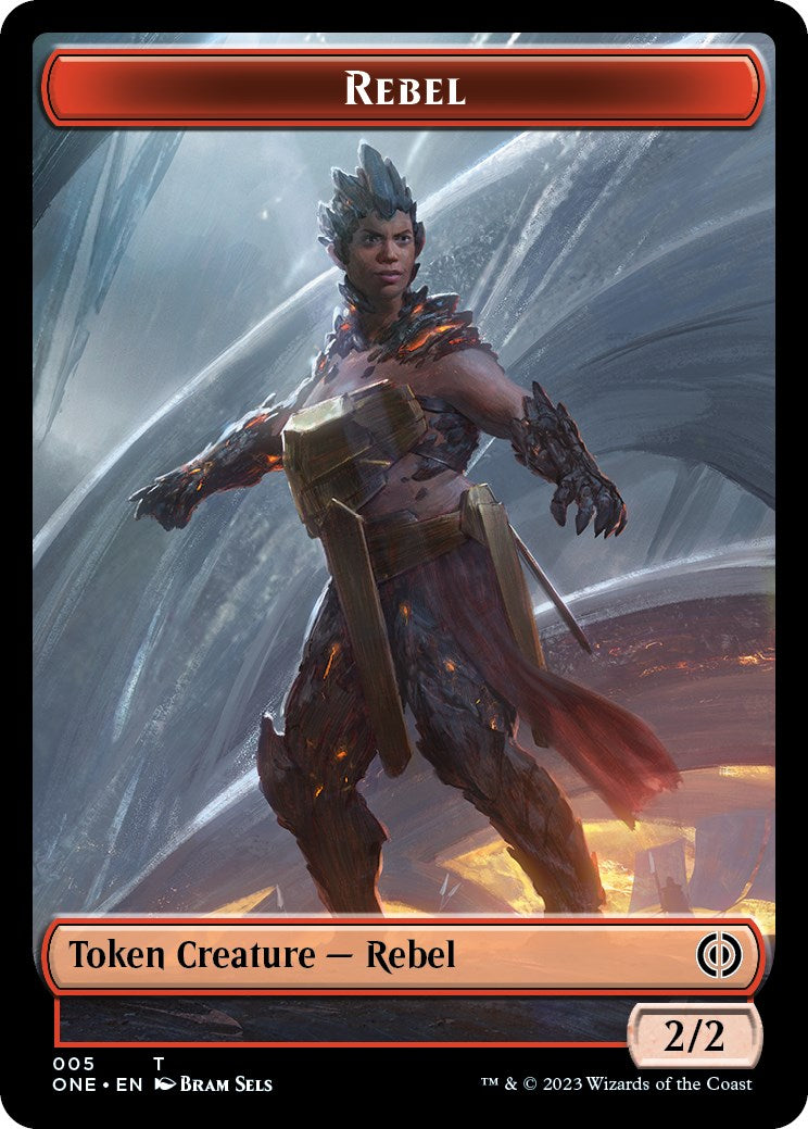 Rebel // Goblin Double-Sided Token [Phyrexia: All Will Be One Commander Tokens] - Destination Retro