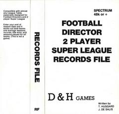 Football Director 2 Player Super League Records File - ZX Spectrum - Destination Retro