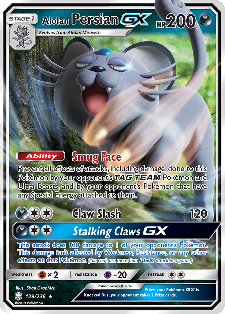 Alolan Persian GX (129/236) [Sun & Moon: Cosmic Eclipse] - Destination Retro