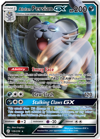 Alolan Persian GX (129/236) [Sun & Moon: Cosmic Eclipse] - Destination Retro