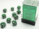 SUPPLIES - DICE - CHX 25925- RECON 36D6 SPECKLED GREEN/WHITE 12MM - Destination Retro