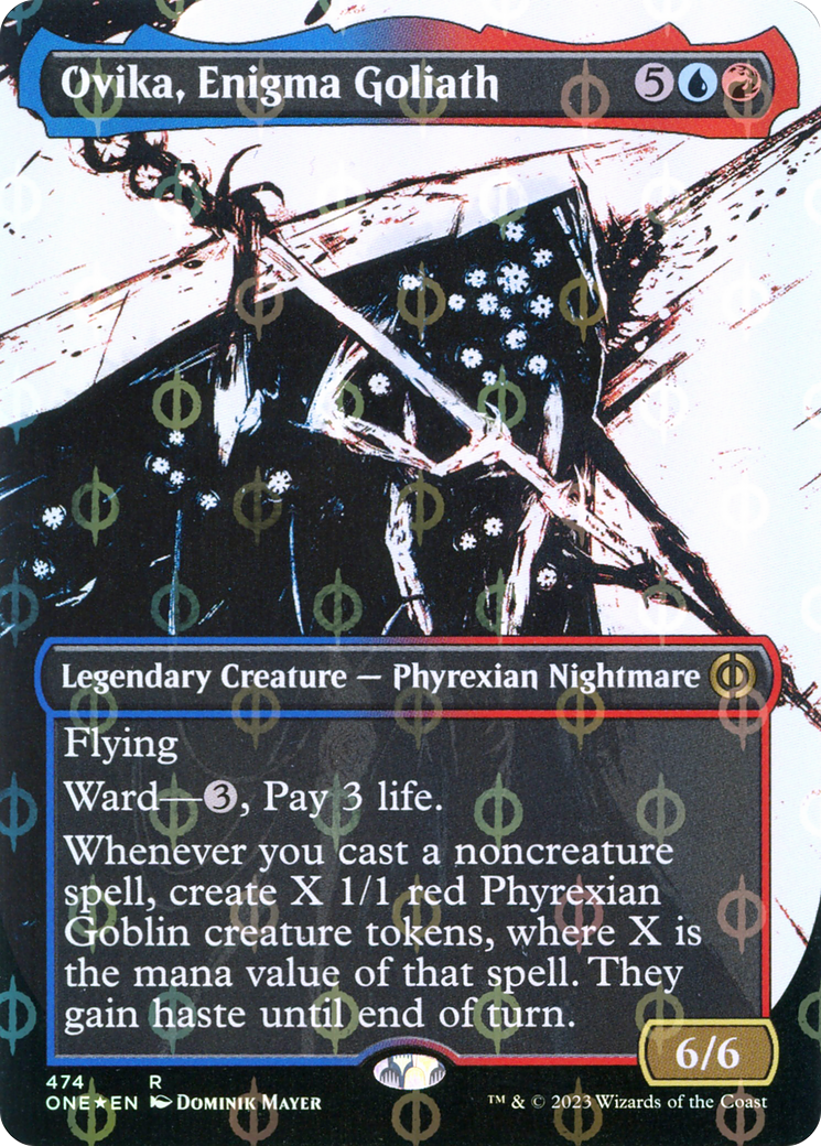 Ovika, Enigma Goliath (Borderless Ichor Step-and-Compleat Foil) [Phyrexia: All Will Be One] - Destination Retro