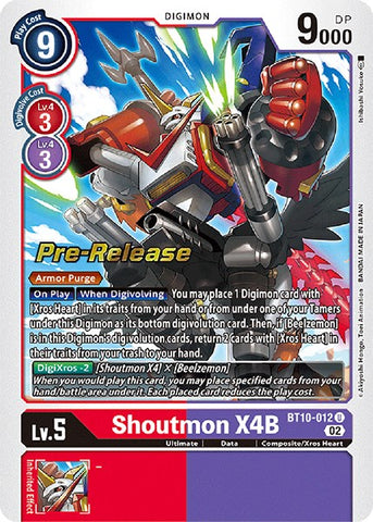 Shoutmon X4B [BT10-012] [Xros Encounter Pre-Release Cards] - Destination Retro