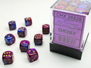SUPPLIES - DICE - CHX 26828- GEMINI 36D6 BLUE-PURPLE/GOLD 12MM - Destination Retro