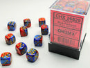 SUPPLIES - DICE - CHX 26829- GEMINI 36D6 BLUE-RED/GOLD 12MM - Destination Retro