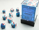 SUPPLIES - DICE - CHX 26857- GEMINI 36D6 ASTRAL BLUE-WHITE/RED 12MM - Destination Retro