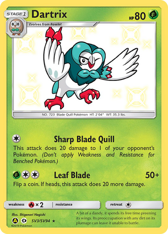Dartrix (SV3/SV94) [Sun & Moon: Hidden Fates - Shiny Vault] - Destination Retro