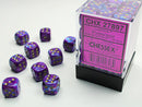 SUPPLIES - DICE - CHX 27897- LUSTROUS 36D6 PURPLE/GOLD 12MM - Destination Retro