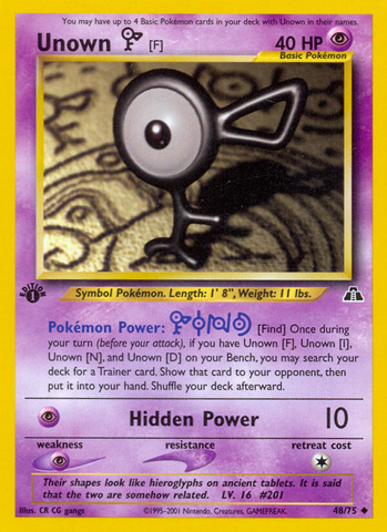 Unown [F] (48/75) [Neo Discovery 1st Edition] - Destination Retro