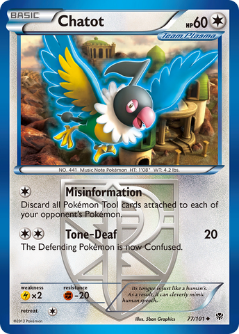 Chatot (77/101) [Black & White: Plasma Blast] - Destination Retro