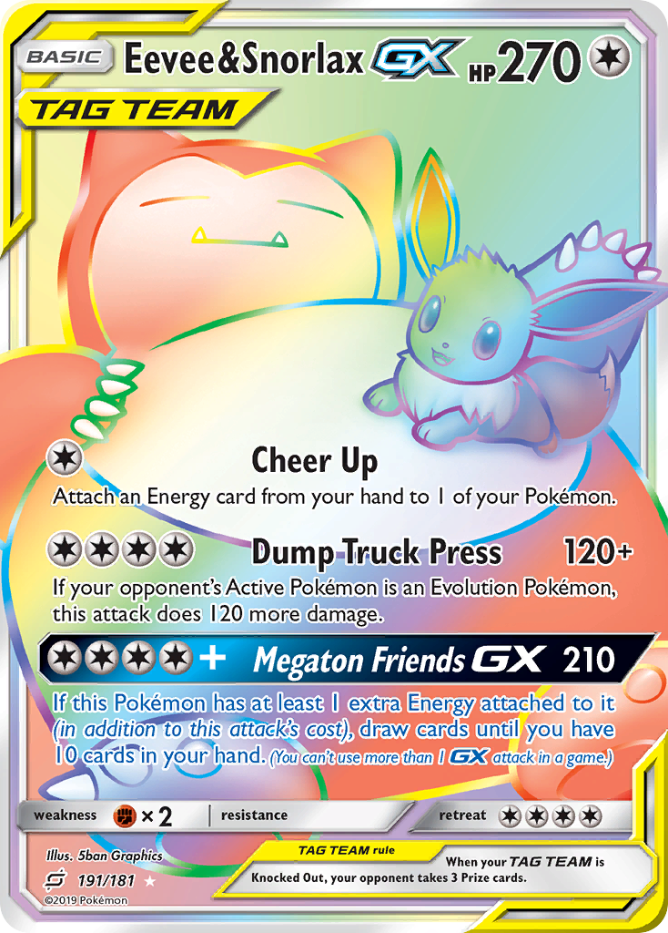 Eevee & Snorlax GX (191/181) [Sun & Moon: Team Up] - Destination Retro