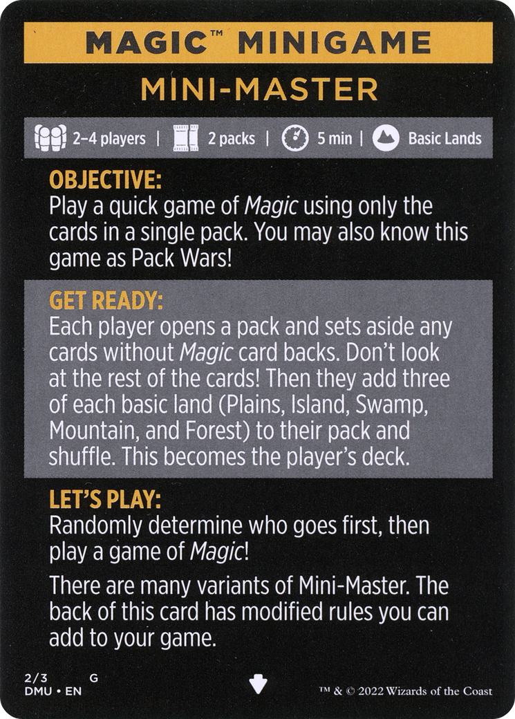 Mini-Master (Magic Minigame) [Commander Legends: Battle for Baldur's Gate Minigame] - Destination Retro