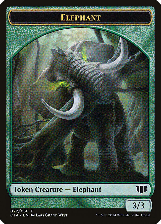 Elephant // Elf Warrior Double-sided Token [Commander 2014 Tokens] - Destination Retro