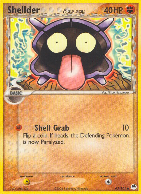 Shellder (63/101) (Delta Species) [EX: Dragon Frontiers] - Destination Retro