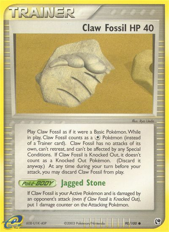 Claw Fossil (90/100) [EX: Sandstorm] - Destination Retro