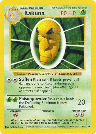 Kakuna (33/102) [Base Set Shadowless Unlimited] - Destination Retro