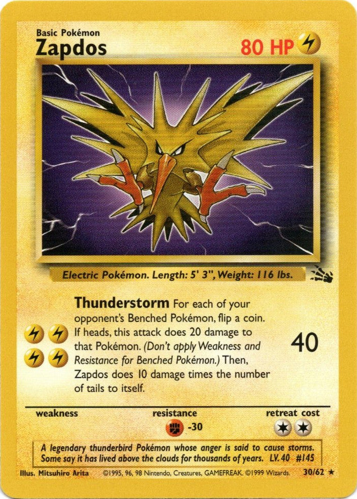 Zapdos (30/62) [Fossil Unlimited] - Destination Retro