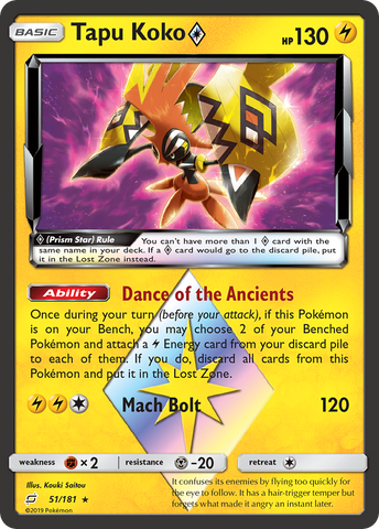 Tapu Koko (51/181) (Prism Star) [Sun & Moon: Team Up] - Destination Retro