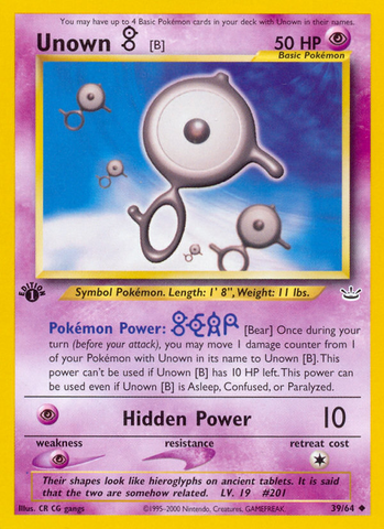 Unown [B] (39/64) [Neo Revelation 1st Edition] - Destination Retro