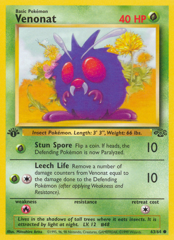 Venonat (63/64) [Jungle 1st Edition] - Destination Retro