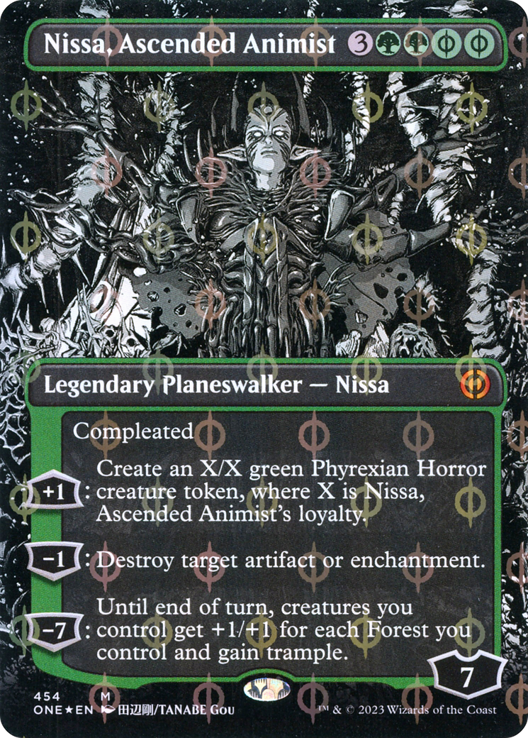 Nissa, Ascended Animist (Borderless Manga Step-and-Compleat Foil) [Phyrexia: All Will Be One] - Destination Retro