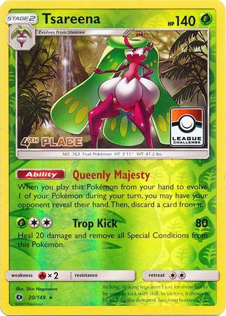 Tsareena (20/149) (League 4th Place) [Sun & Moon: Base Set] - Destination Retro