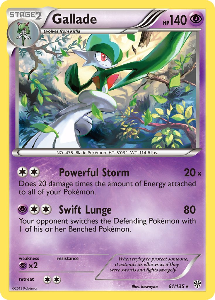 Gallade (61/135) (Cosmos Holo) (Blister Exclusive) [Black & White: Plasma Storm] - Destination Retro